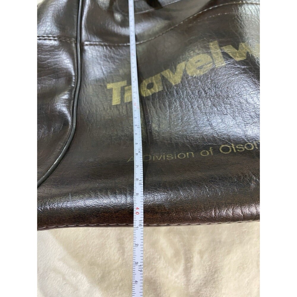 Vintage 60s 70s Travelworld Division Olson Brown Leather Travel Duffel Bag Ltd - Picture 11 of 12